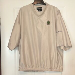 Footjoy Golf Wind Shirt Tan Short Sleeve Pullover Elastic Waist V-Neck Men XL